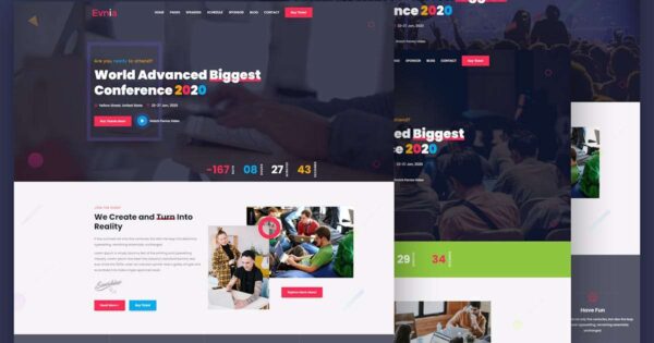 Evnia – React Event Conference & Meetup Template